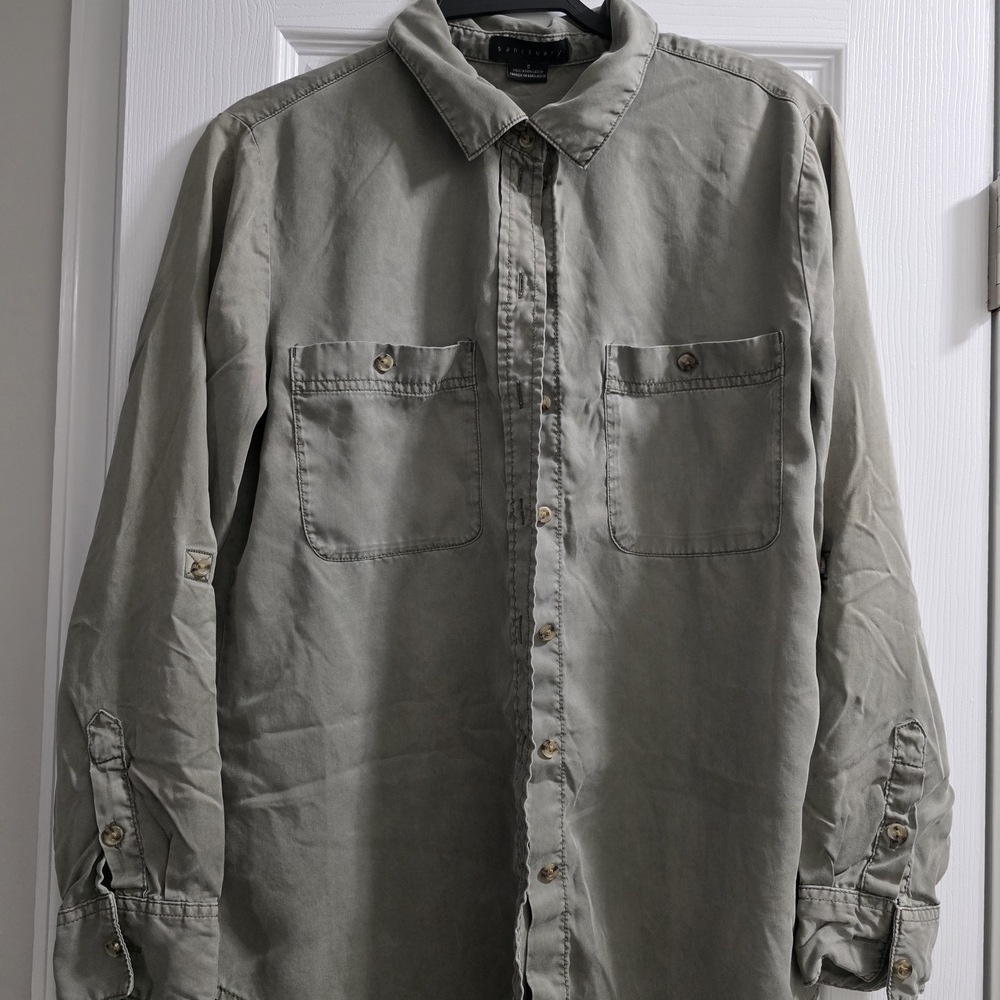 Sanctuary Women's Casual Green Button-Down Shirt